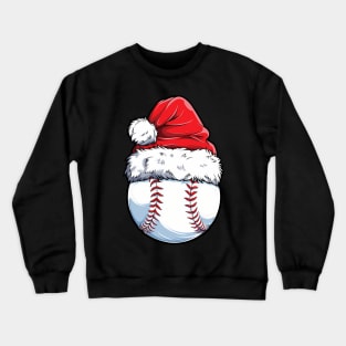 Christmas Baseball Ball Santa Hat Crewneck Sweatshirt